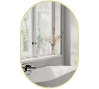 HOMCOM Espejo de Baño Ovalado Espejo Decorativo de Pared con Marco de Aluminio para Salón Horizontal o Vertical Dorado Amarillo claro