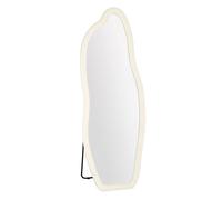 Homcom espejo de cuerpo entero, 160x60 cm, espejo de pie, marco irregular aterciopelado, independiente, apoyado y de pared, para dormitorio, salón, vestidor, crema