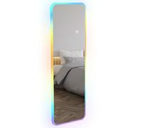 HOMCOM Espejo de Cuerpo Entero con Luces LED 120x40 cm Espejo Rectangular de Pared Ajustable con Iluminación de 7 Colores RGB y Función de Memoria para Dormitorio Vestidor
