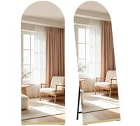 Homcom espejo de cuerpo entero arqueado 160x50 cm, espejo de pie, sin marco, base de madera, para salón, dormitorio, pasillo, entrada