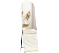HOMCOM Espejo de Cuerpo Entero Curvado 160x50 cm, Espejo de Pie, sin Marco, Base de Madera, para Salón, Dormitorio, Pasillo, Entrada