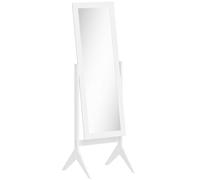 HOMCOM Espejo de Maquillaje de Pie Reclinable Nórdico para Dormitorio Salón Marco de Madera 47x46x148 cm Blanco Aosom España