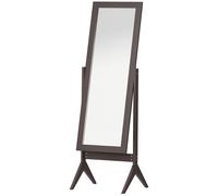 HOMCOM Espejo de Maquillaje de Pie Reclinable Nórdico para Dormitorio Salón Marco de Madera 47x46x148 cm Marrón Aosom España