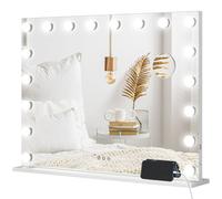 HOMCOM Espejo de maquillaje luminoso LED intensidad ajustable espejo con aumento puerto de carga USB 80x62 cm Aosom España