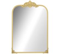HOMCOM Espejo de Pared 60x87cm Espejo de Baño Estilo Barroco Espejo Decorativo con Marco de Metal para Salón Dormitorio Dorado Gold