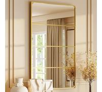 HOMCOM - Espejo de pared rectangular (109 x 69 cm, horizontal o vertical) con 4 ganchos, de metal dorado
