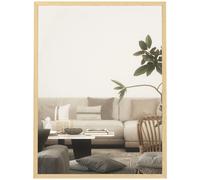 HOMCOM Espejo de pared rectangular 60x80 cm, marco natural, Ideal para baño, salón o dormitorio