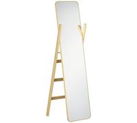 HOMCOM Espejo de Pie con Perchero Marco de Madera 40x35x147 cm Natural