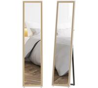 HOMCOM Espejo de Pie Cuerpo Entero 157x37 cm Blanco y Natural Claro