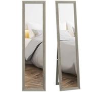 Homcom espejo de cuerpo entero 37x155 cm espejo de pie espejo de pared forma rectangular con marco de madera decorativo para salón dormitorio pasillo gris