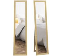 Homcom espejo de cuerpo entero 37x155 cm espejo de pie espejo de pared forma rectangular con marco de madera decorativo para salón dormitorio pasillo roble