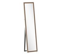 Homcom espejo de pie cuerpo entero 157x37 cm, espejo grande de pared rectangular con marco bicolor, de pie, inclinado o colgante, para salón, dormitorio, pasillo, entrada, blanco y marrón oscuro