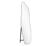 Homcom espejo de pie cuerpo entero 160x40 cm sin marco, espejo de pie forma irregular con soporte metálico, montaje en el suelo o apoyado contra la pared, para salón, entrada y dormitorio, negro