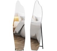 HOMCOM Espejo de Pie Cuerpo Entero 160x40 cm sin Marco Negro | Soporte Metálico, Espejo de Pie Forma Irregular, Dormitorio Salón Entrada, Montaje Suelo o Apoyado a la Pared