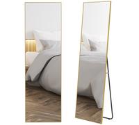 Homcom espejo de pie cuerpo entero 161,5x50 cm con marco de aleación de aluminio espejo pared rectangular con 2 formas de uso para pasillo dormitorio salón vestuario dorado 500 cm