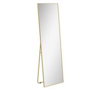 HOMCOM Espejo de Pie Cuerpo Entero con Marco de Aleación de Aluminio Espejo de Pared Rectangular con 2 Formas de Uso para Pasillo Dormitorio Salón 50x161,5x2 cm Dorado