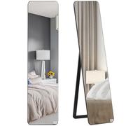 Homcom espejo de pie cuerpo entero rectangular espejo pared con 2 formas de uso marco de madera de pino moderno para pasillo dormitorio sala de estar 37x43x156 cm negro 37 cm