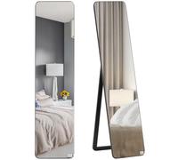 Homcom espejo de pie cuerpo entero rectangular espejo pared con 2 formas de uso marco de madera de pino moderno para pasillo dormitorio sala de estar 37x43x156 cm negro 37 cm