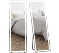 HOMCOM Espejo de Pie Cuerpo Entero con Luces 150x50 cm sin Marco 3 Temperaturas de Color Brillo Ajustable Transparente Plata