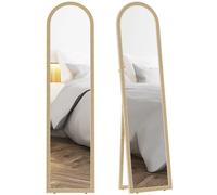 HOMCOM Espejo de Pie Cuerpo Entero con Marco Efecto Piedra Espejo de Pared con 2 Formas de Uso Rectangular 40x3,7x160 cm Beige Beige