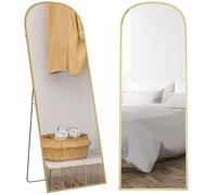 HOMCOM Espejo de Pie Cuerpo Entero de Aleación de Aluminio Espejo de Pared con 2 Formas de Uso Rectangular 60x1,5x165 cm Dorado