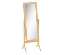 HOMCOM Espejo de Pie Cuerpo Entero Reclinable 47x46x148 cm, Espejo de Cuerpo Entero Independiente con Soporte y Marco Rectangular, para Dormitorio, Salón, Roble