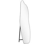 HOMCOM Espejo de Pie Cuerpo Entero sin Marco Espejo de Pie Forma Irregular con Soporte 40x4x160 cm Negro y Plata