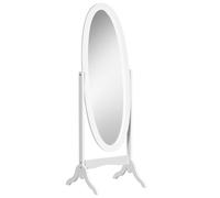 HOMCOM Espejo de Pie Ovalado Estilo Shabby Chic Inclinación ajustable 48x46x147 cm MDF Blanco Aosom España