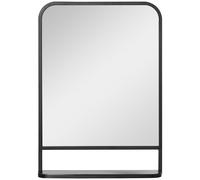 HOMCOM Espejo Decorativo de Pared 50x70 cm con Estante de Metal Estilo Moderno para Salón Entrada Negro Aosom España