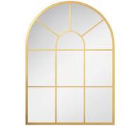 HOMCOM Espejo Decorativo de Pared 50x70 cm Espejo de Ventana de Metal para Salón Dormitorio Entrada Estilo Moderno Dorado