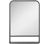 HOMCOM Espejo Decorativo de Pared 50x70 cm Espejo Rectangular Negro | Metal, Estante de Almacenamiento, Salón Dormitorio Entrada, Estilo Moderno