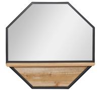 HOMCOM Espejo Decorativo de Pared 61x61 cm con Estante de Almacenaje para Salón Negro 61x8.4x61 cm