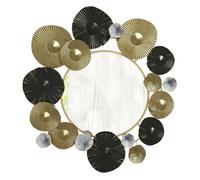 HOMCOM Espejo Decorativo de Pared, Adorno de Pared Metálico con Espejo Decorativo, para Salón, Dormitorio, Pasillo, 84x84 cm, Dorado y Negro