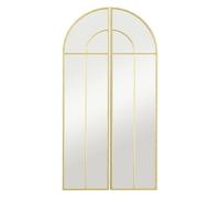 HOMCOM Espejo Decorativo de Pared 2 Piezas 30x120 cm Arco Metal Dorado para Salón Dormitorio Entrada