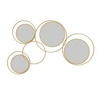 HOMCOM Decoración de Pared de Metal con 4 Espejos Redondos Dorado Oro 110x68x2 cm