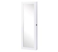 HOMCOM Espejo Joyero Colgante de Pared 37x9,5x112 cm Armario Organizador de Joyas con Ganchos y Ranuras Blanco para Salón Aosom España