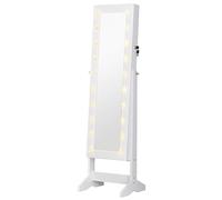 HomCom Joyero de pie con espejo Armario para joyas 20 luces LED reclinable Aosom España