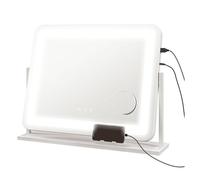 Homcom espejo maquillaje con luz espejo tocador giratorio 58x46 cm con 3 modos de iluminación ajustables interruptor táctil aumento y puerto usb blanco 49.5 cm