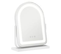 Homcom espejo maquillaje con luz led espejo tocador giratorio con 3 modos de iluminación ajustables interruptor táctil rotación regulable de 360° y función de memoria blanco 33 cm
