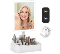 HOMCOM Espejo Maquillaje con Luz LED Espejo Tocador Recargable Blanco