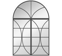 HOMCOM Espejo mural arqueado 80 x 120 cm, juego de 3 piezas, espejo tipo ventana, vidrio templado y metal, negro