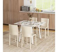 HOMCOM-Esstisch-Kiefernholz-110L X 86W x 75H cm-Blanco