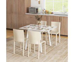 HOMCOM-Esstisch-Kiefernholz-110L X 86W x 75H cm-Blanco