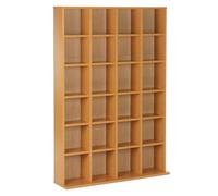 HOMCOM Estante Alto 456 CD/336 DVD, 89x130,5cm, Acabado Haya | Estante torre madera y multimedia, racks CD, unidad ahorradora espacio, estantes ajustables, hogar oficina, salón