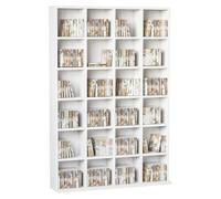 HOMCOM Estante alto para 456 CD/336 DVD, 89x130,5 cm, Blanco | Estante torre madera y multimedia, racks CD, unidad ahorradora espacio, estantes ajustables, hogar oficina, salón