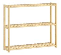 HOMCOM Estante baño bambú 3 Niveles, montado Pared o pie Natural | Expositor, estante ajustable, cocina, baño, sala de estar