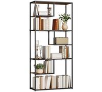 HOMCOM Estante de Escalera de 7 Niveles, Estante Industrial para Libros, estantería de Metal para Sala de Estar, Estudio, Dormitorio, marrón rústico