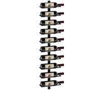 HOMCOM Estante de pared de 10 niveles para botellas, estante de acero para 10 botellas, botellero de cocina, cafetería, comedor, bodega, negro