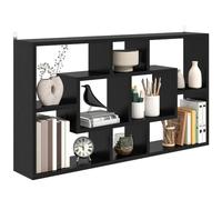 HOMCOM Estante de Pared Decorativo con 8 Cubos 85x14,5x47,5 cm Negro | Estantería para Libro, CDs, Baldas Flotantes, Carga 20kg, para Oficina, Estudio, Salón