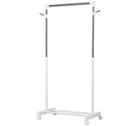 HOMCOM Estante de Ropa Ajustable Portátil 68,5x42x87-145 cm Blanco Plata